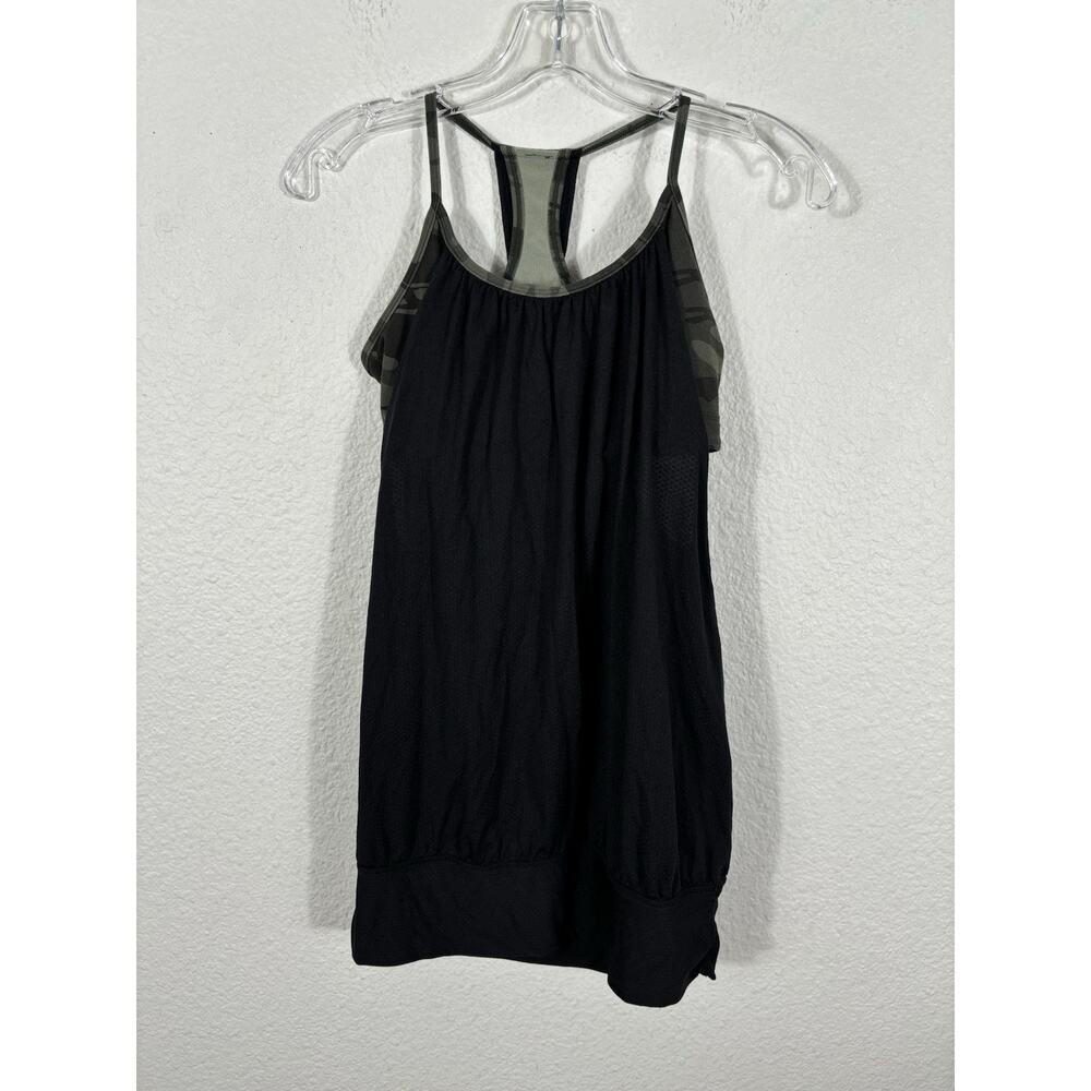 Lululemon No Limit Camo Tank Top Size 6 Shirt Built‎ in Sports Bra Black